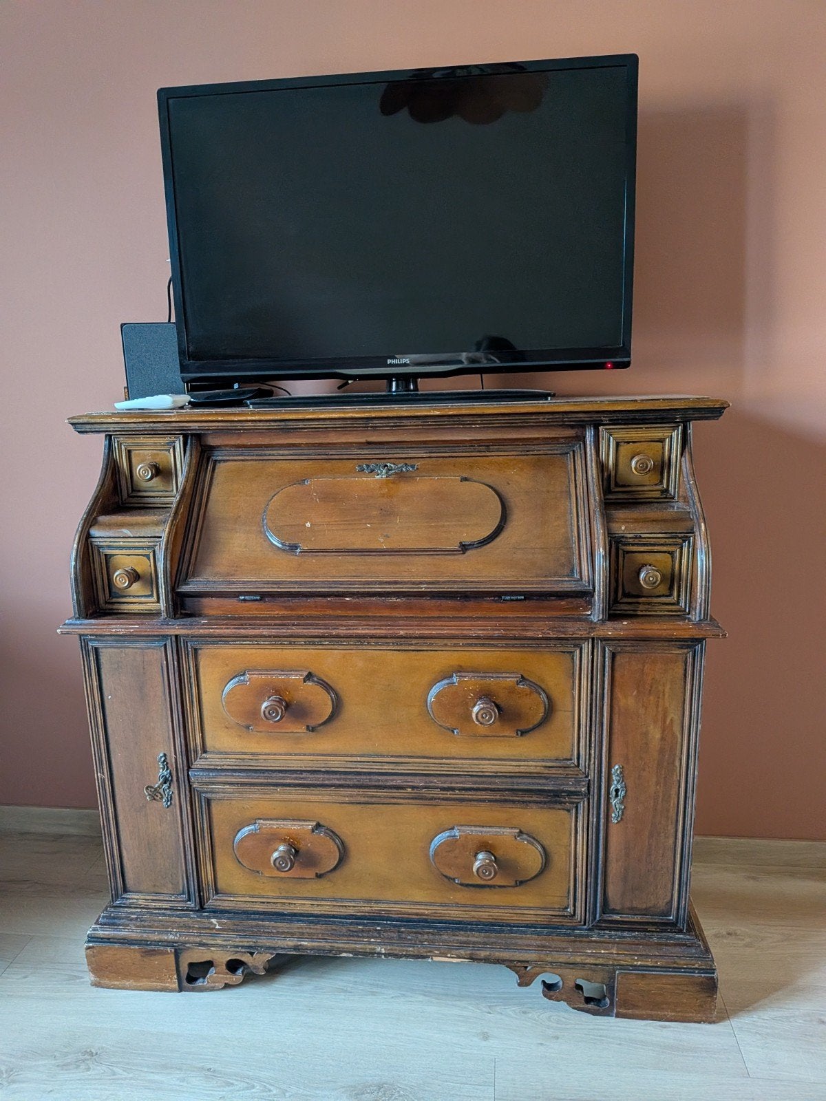 Antiek secretaire bureau met lades en opbergruimte, Ophalen
