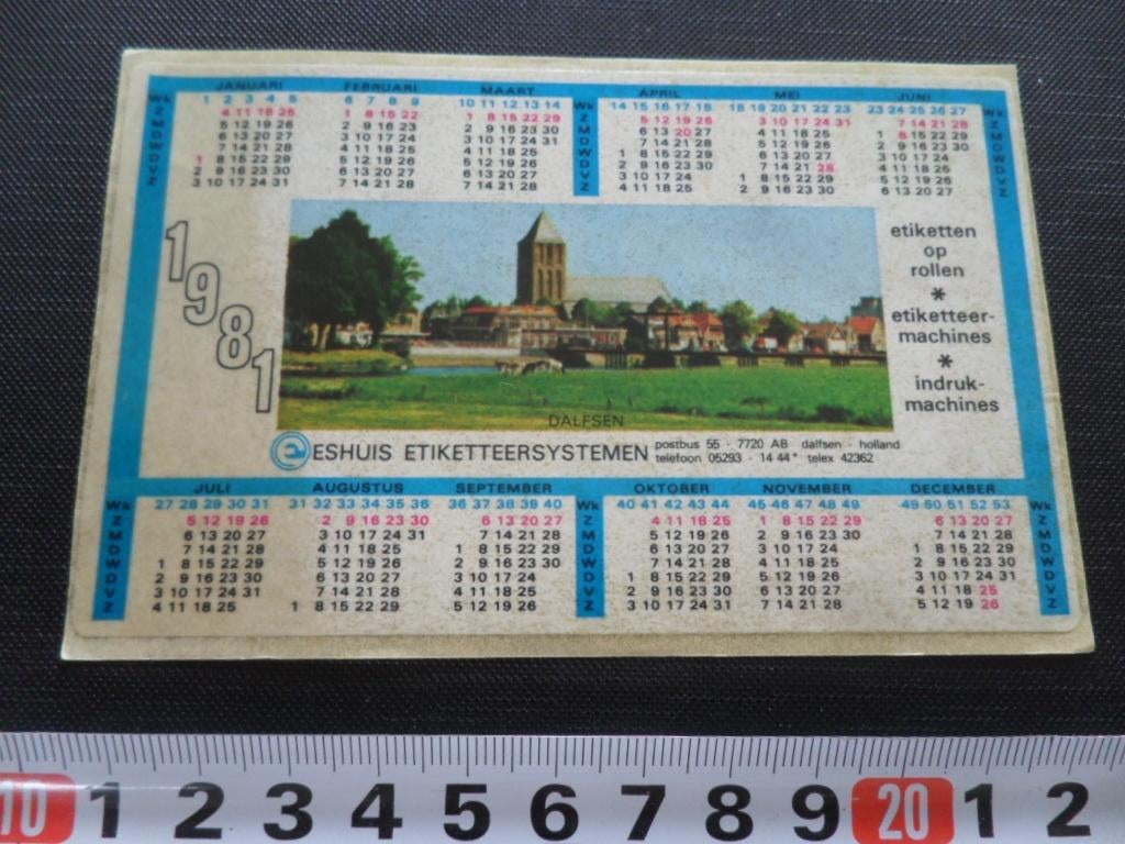 sticker Kalender 1981 Dalfsen ESHUIS etiketteersystemen, Verzamelen, Stickers, Zo goed als nieuw, Ophalen