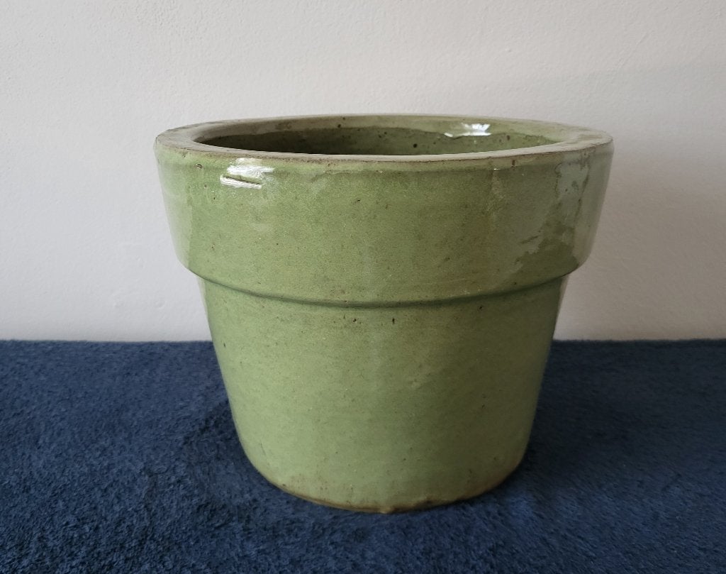 mooie stevige zware groene bloempot voor binnen en/of buiten, Ophalen, Overige materialen, Zo goed als nieuw, Minder dan 40 cm