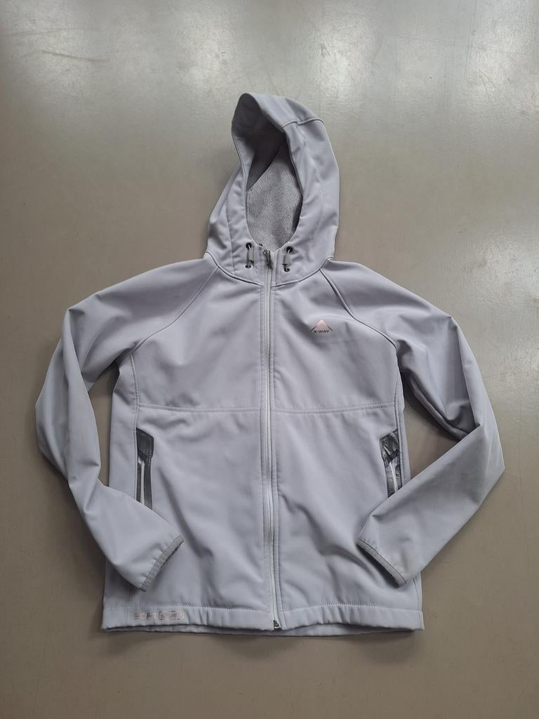K-Way Softshell Kinderjas - Grijs - Maat 13/14 y, K-Way, Ophalen of Verzenden, Zo goed als nieuw, Grijs