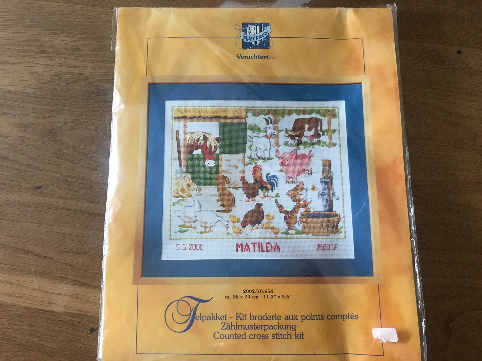Pakket geboorte tegel borduren , vervaco ., Hobby en Vrije tijd, Ophalen of Verzenden, Zo goed als nieuw