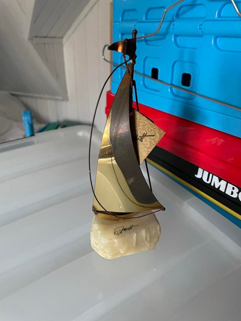 Messing bootje met marmeren voet - de Mott, Ophalen of Verzenden, Zo goed als nieuw, Overige typen