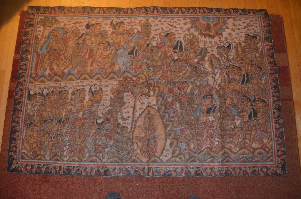 Kamasan Bali Schilderij scene Ramayana epos, 97 cm, Ophalen of Verzenden, Op te hangen, Indonesië