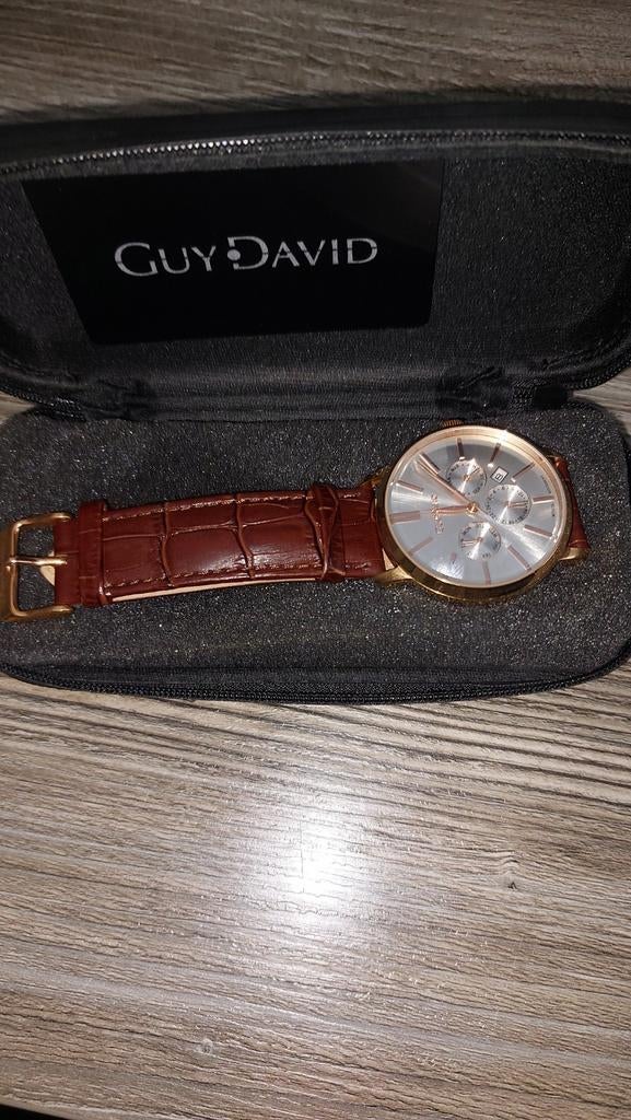 Nieuw Guy David horloge met certificaat - Gassan Amsterdam, Leer, Staal, Polshorloge, Nieuw