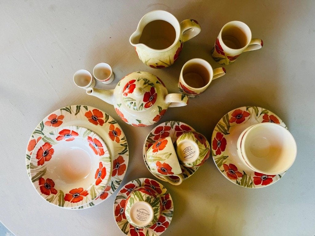 Vintage Windermere ontbijservies | Klaproos, Ophalen