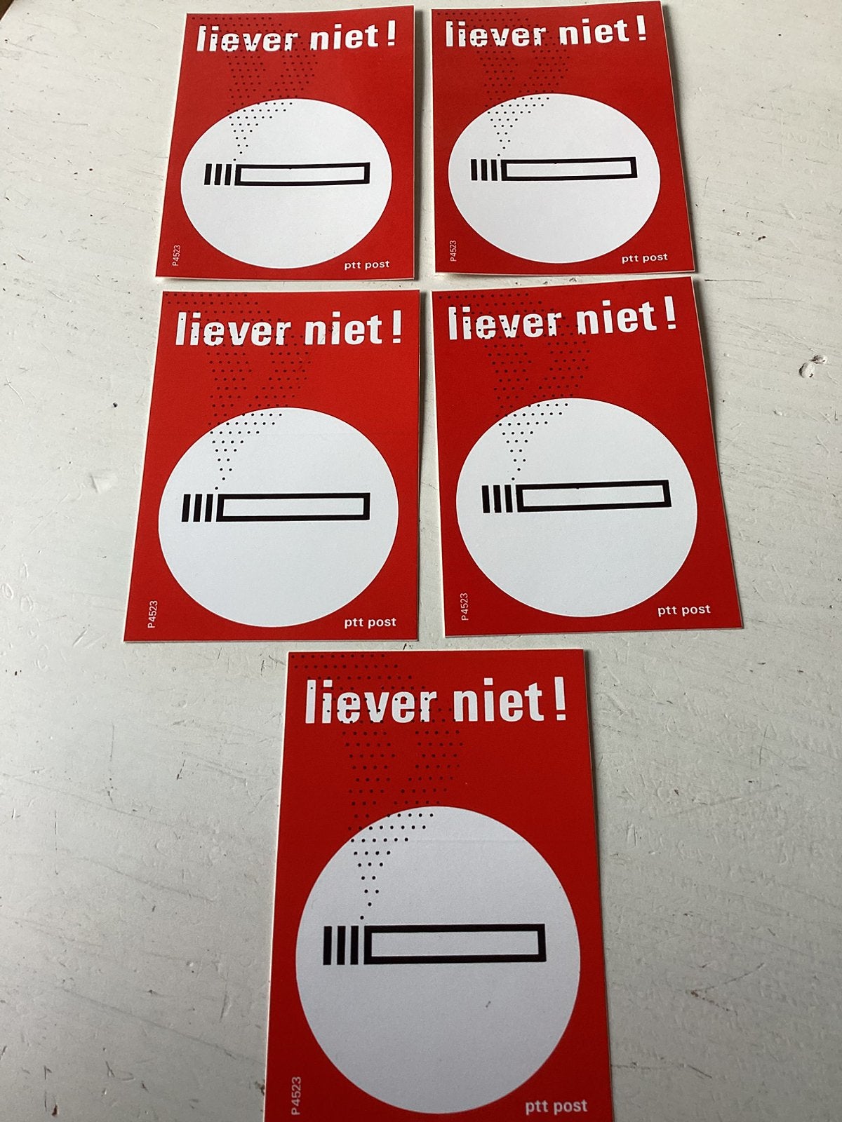 5 stickers Liever niet ! PTT Post, Verzenden, Zo goed als nieuw