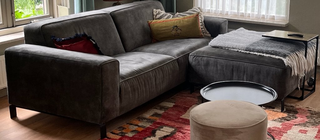 Groene bank - 3 zits + hocker, Huis en Inrichting, Banken | Bankstellen, Ophalen, Driepersoons, 75 tot 100 cm, Zo goed als nieuw