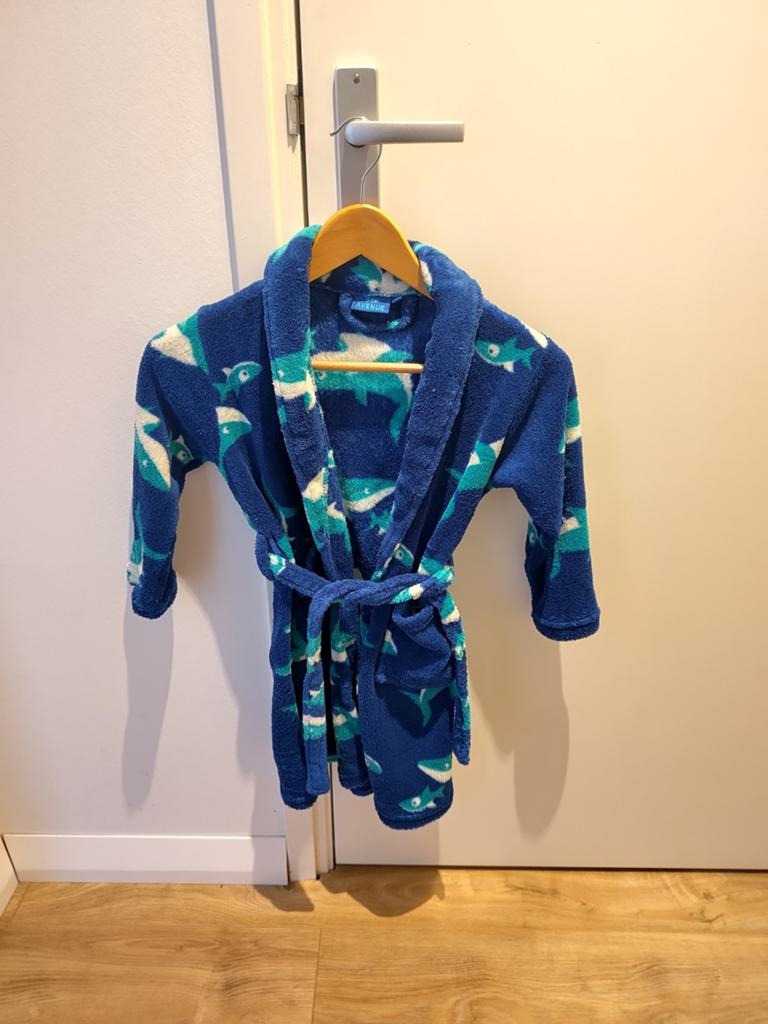 Badjas met vissenprint - Maat 104/110, Nacht- of Onderkleding, Gebruikt, Jongen of Meisje, Ophalen of Verzenden