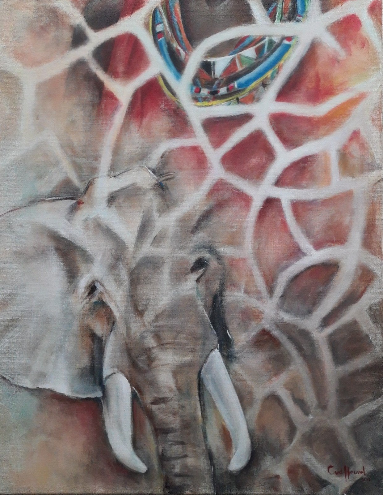 Acryl 3D schilderij Kenia 70x90cm, Antiek en Kunst, Ophalen of Verzenden