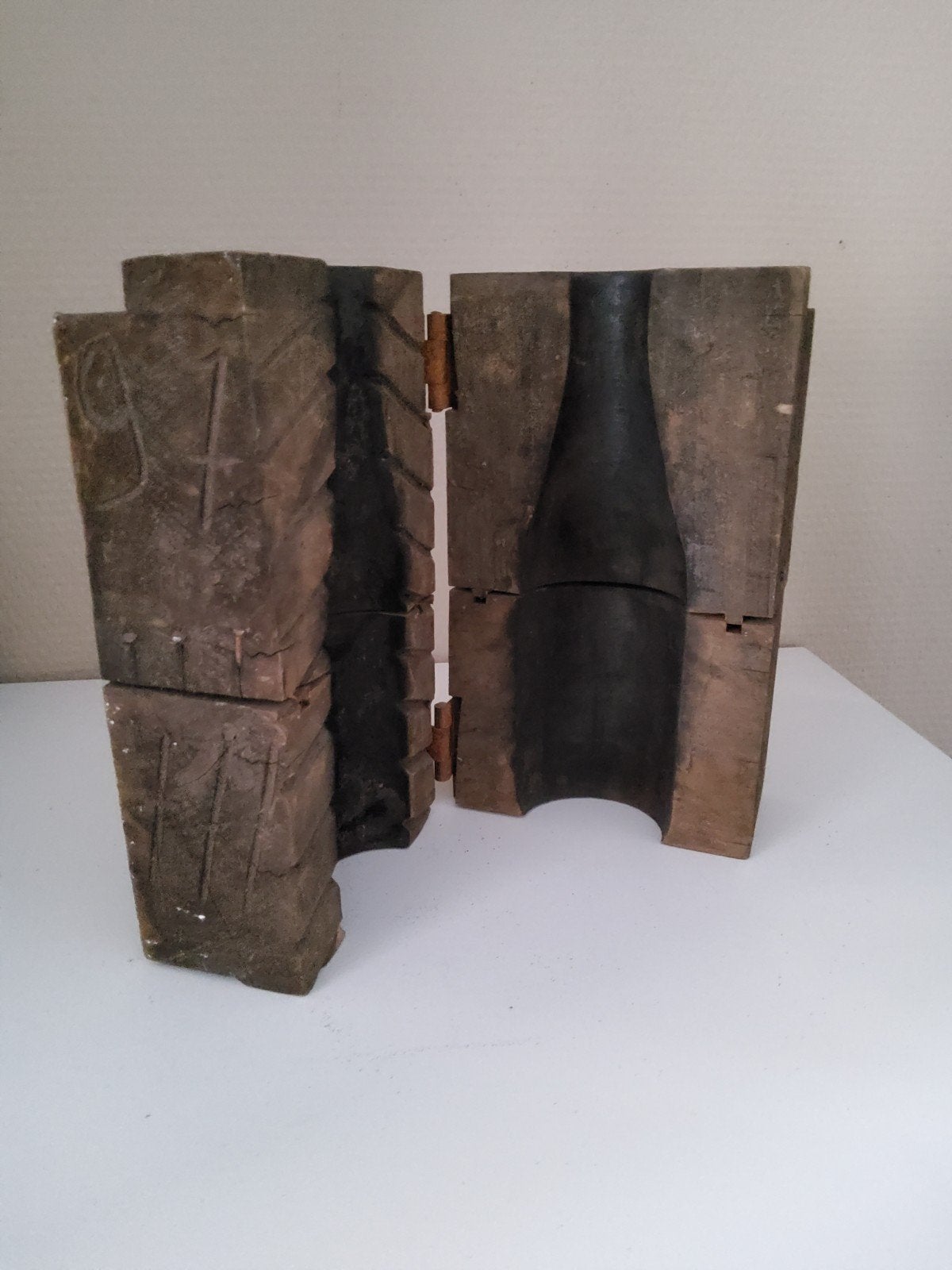 Antieke houten fles mal - Uniek decoratief stuk, Ophalen of Verzenden