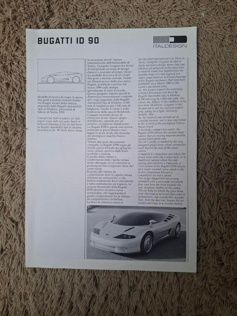 Autofolder Bugatti ID90, Verzenden, Overige merken