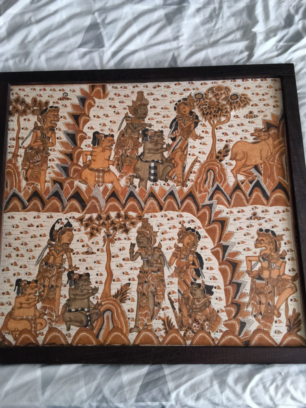 Indonesisch schilderij op stof Wajang Kamasan, Ophalen, Gebruikt