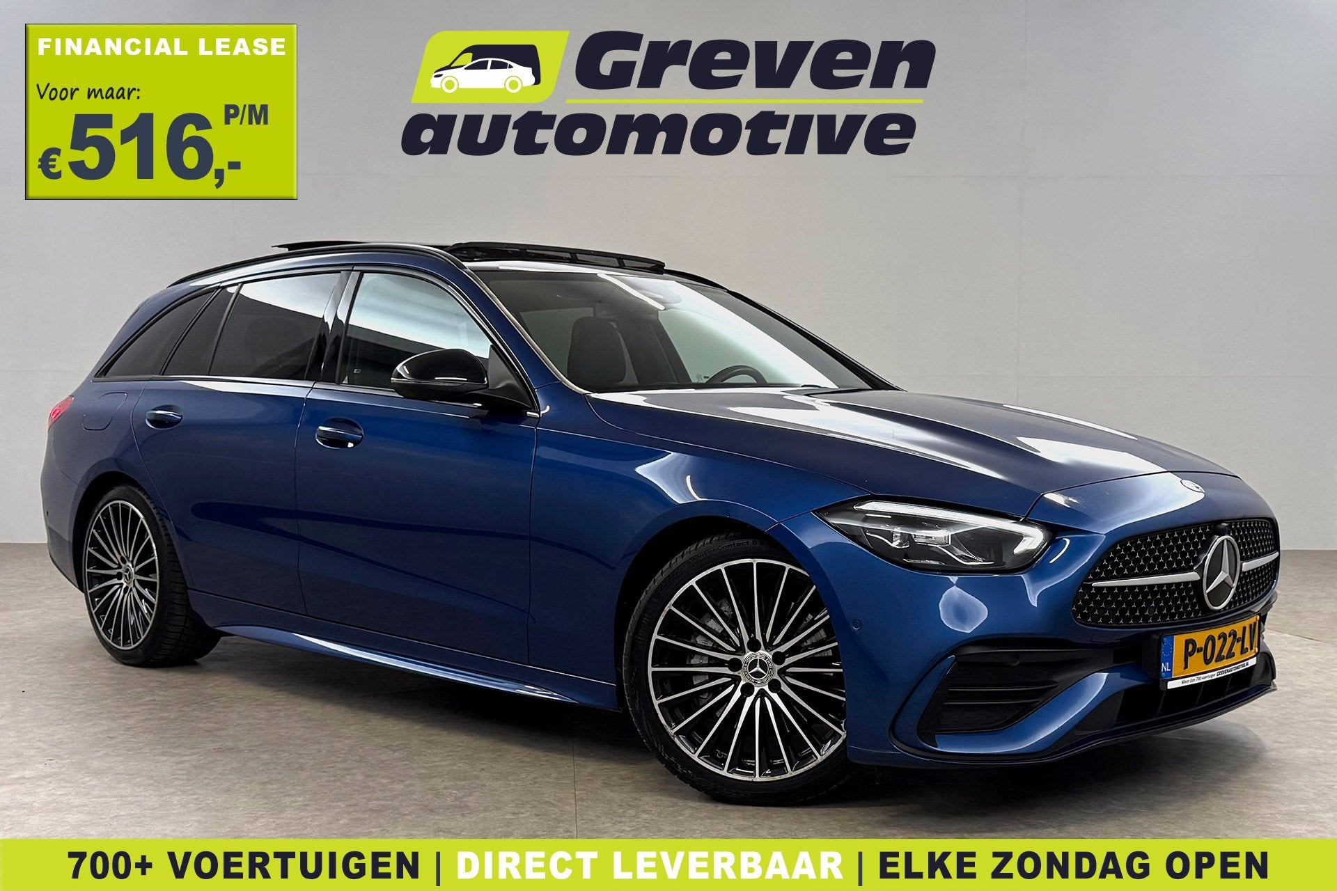 Mercedes-Benz C-Klasse 200 Launch Edition AMG Line | Pano |, Auto's, Automaat, Euro 6, 4 cilinders, Blauw