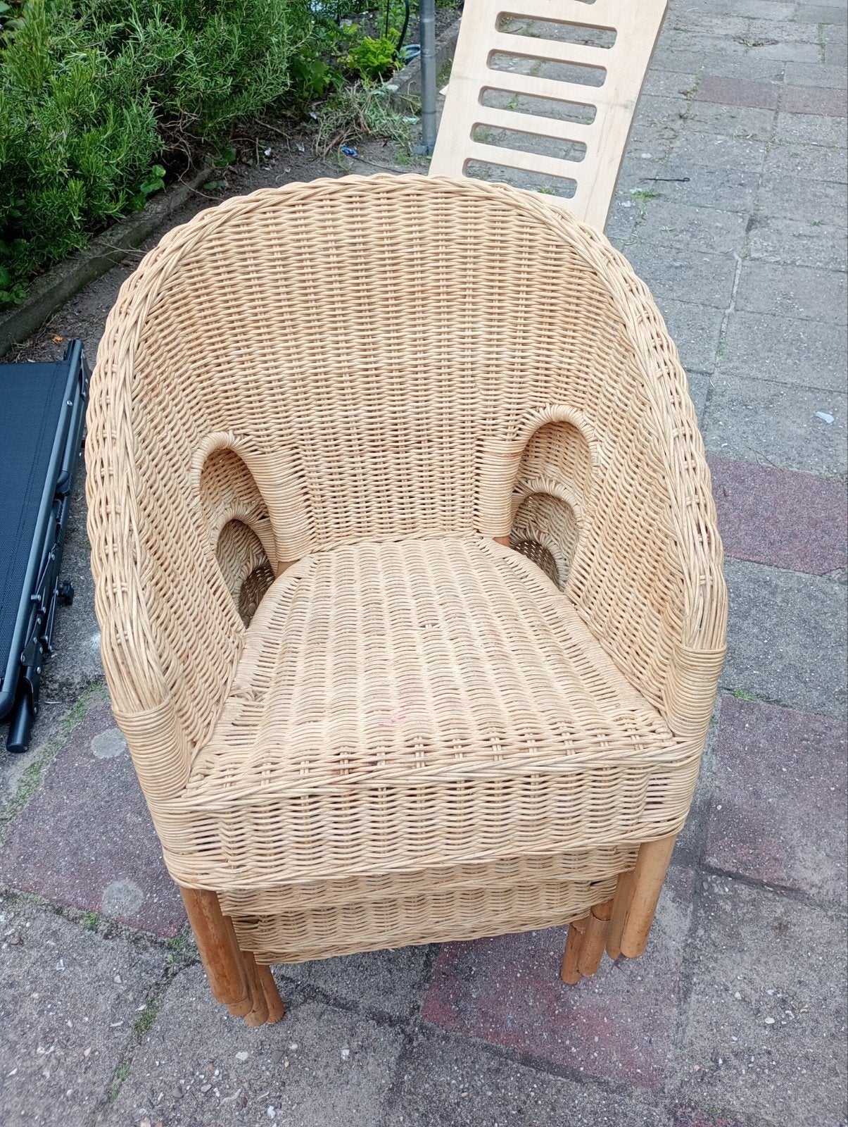 Rotan stoelen - set van 4, Gebruikt, Overige kleuren, Vier, Hout