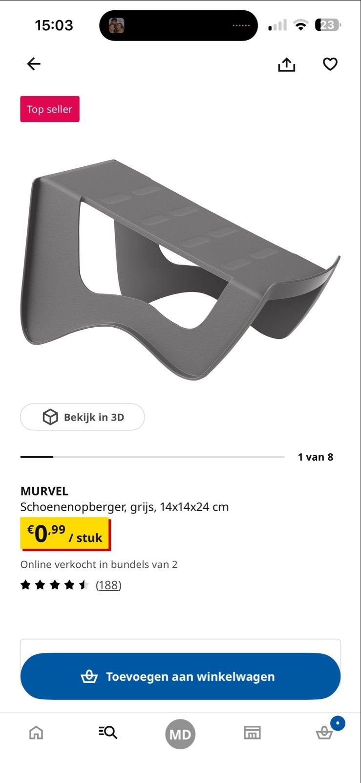 13x Murvel Ikea schoenenopberger 14x14x24 cm, Ophalen, Gebruikt