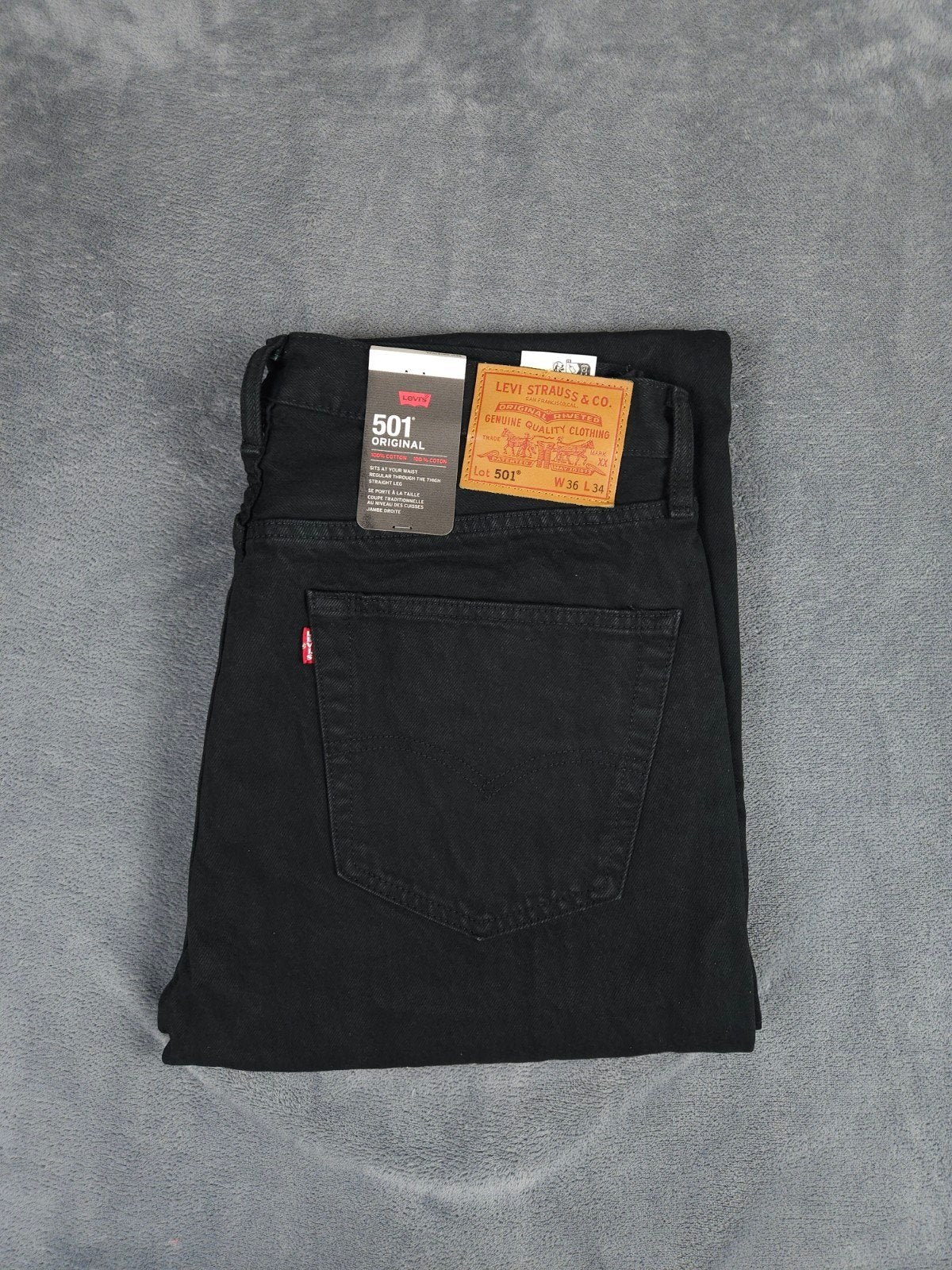 Levis 501 Broek W36 L34 Zwart Straight Leg Katoen Denim, W36 - W38 (confectie 52/54), Verzenden, ., Zwart