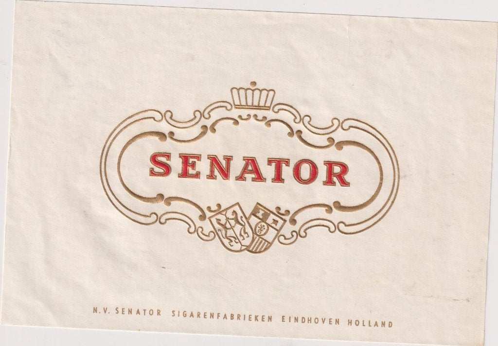sigarenbanen - etiket - SENATOR, Verzamelen, Ophalen of Verzenden, Zo goed als nieuw, Sigarenbandjes