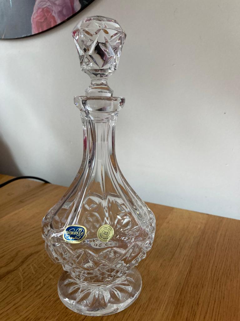 Bohemia Kristal Karaf met Stop - 22 cm Hoog, Antiek en Kunst, Antiek | Glas en Kristal, Ophalen of Verzenden
