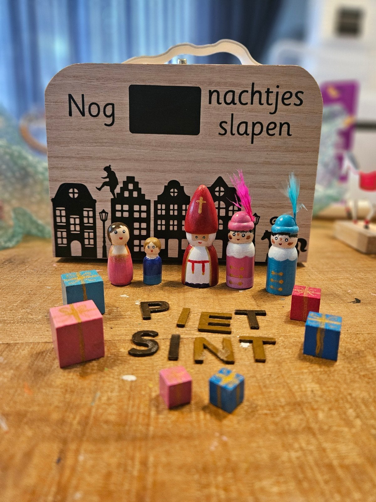 Zelfgemaakt sinterklaas koffertje+naam zakje (tot 2 kinderen, Ophalen of Verzenden