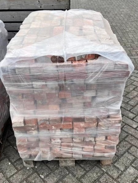 Oude machinestenen belskes per pallet, bakstenen, Doe-het-zelf en Verbouw, Metselstenen, Ophalen, Gebruikt, Bakstenen