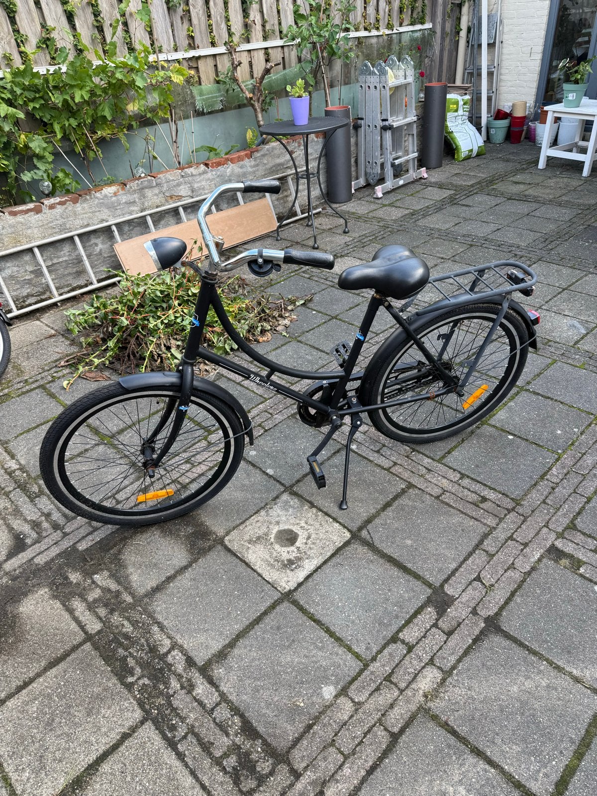 Zwarte stadsfiets met lage instap, Terugtraprem, 50 tot 53 cm, Ophalen, Overige merken