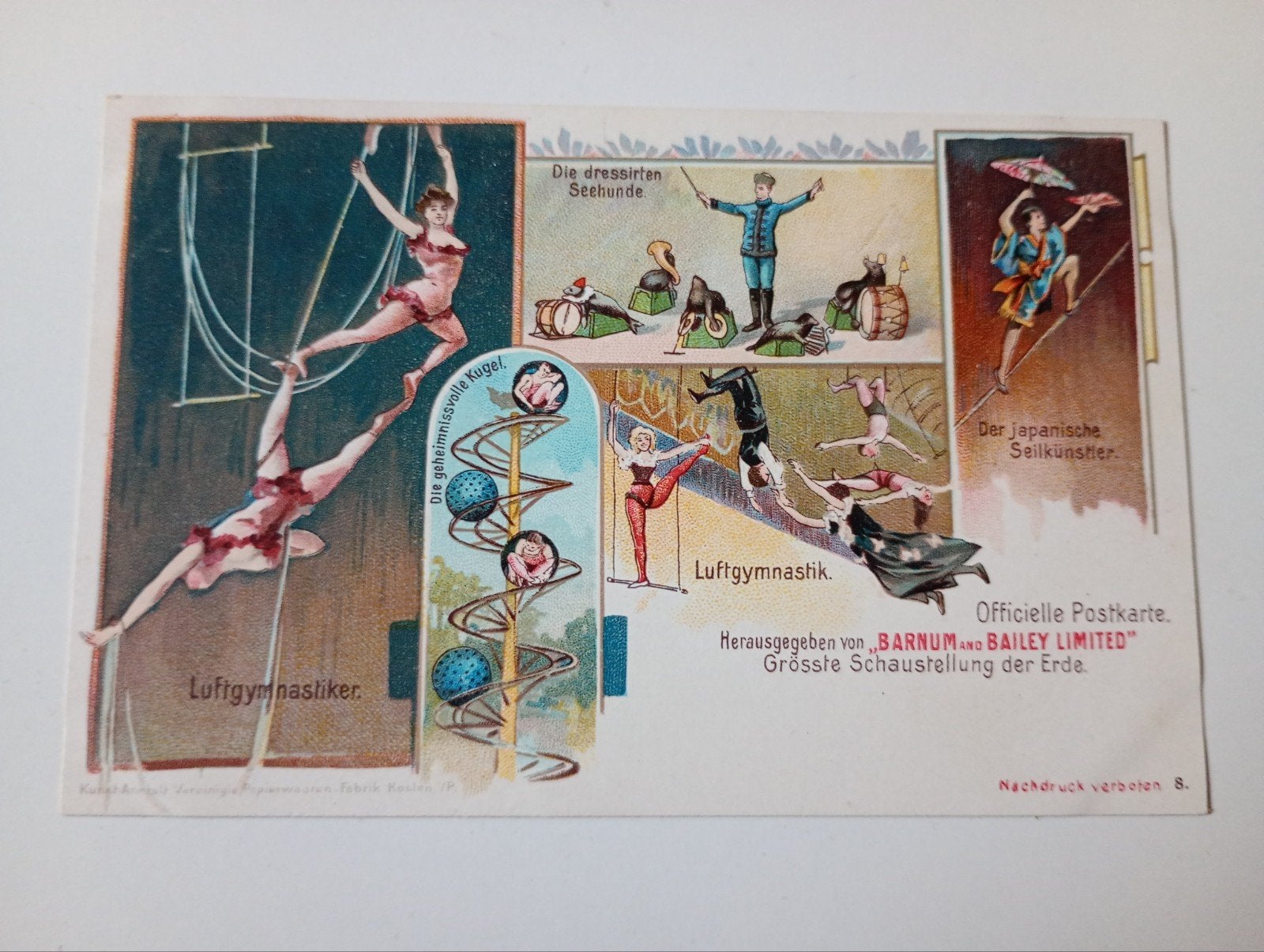 Lithokaart Circus omstreeks 1900, Ophalen of Verzenden, Voor 1920, Ongelopen, Overige thema's