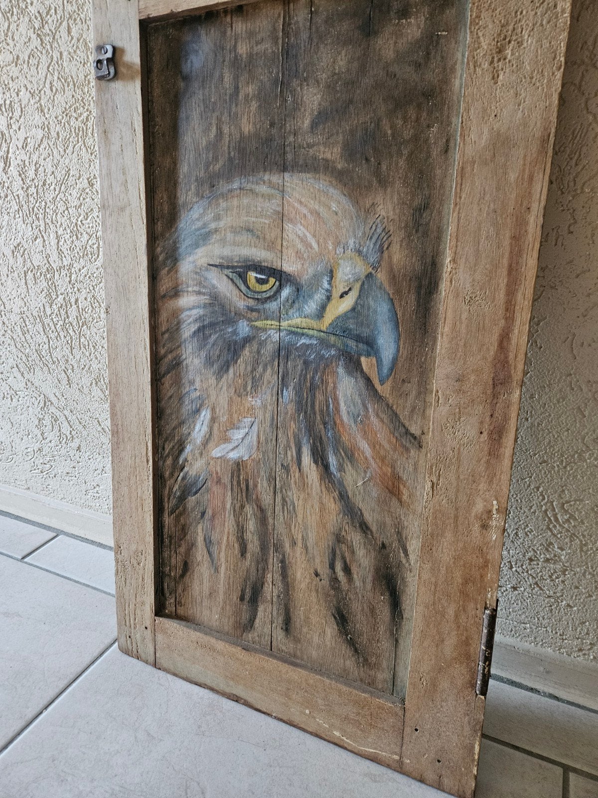 Adelaar schilderij op oud luik landelijk, Ophalen, Hout, Handgeschilderd, Dieren
