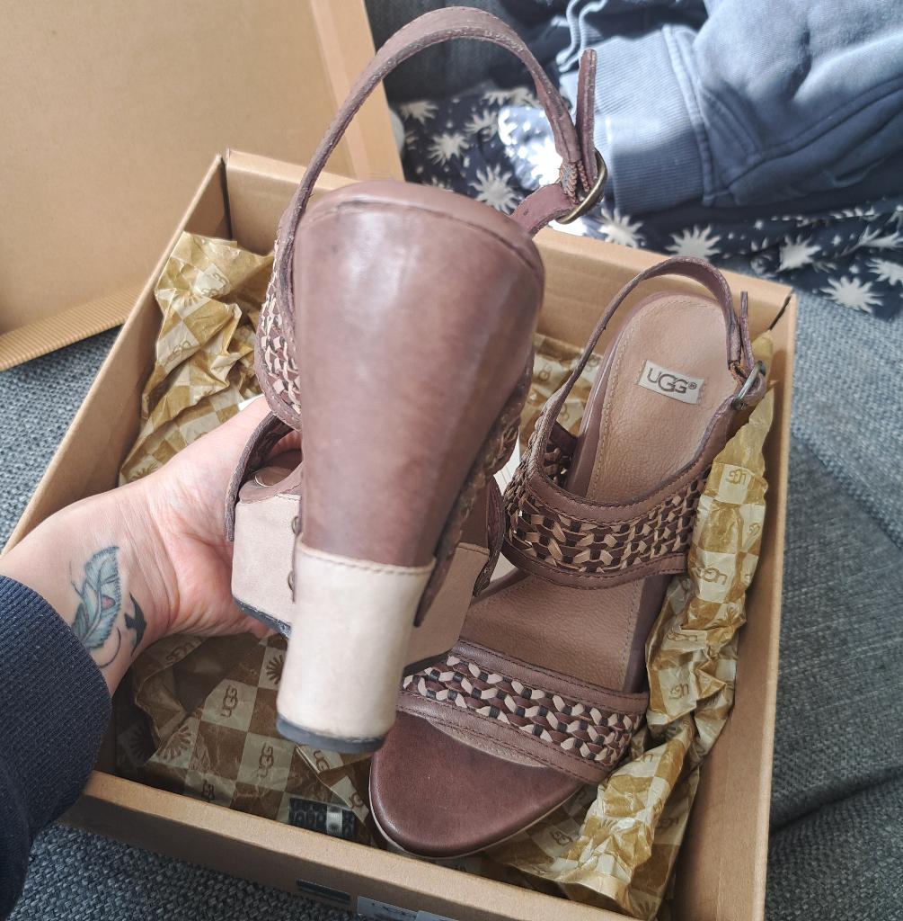 UGG Australia leren wedge sandalen boho Ibiza maat 38 51257, UGG, Bruin, ., Ugg Australia