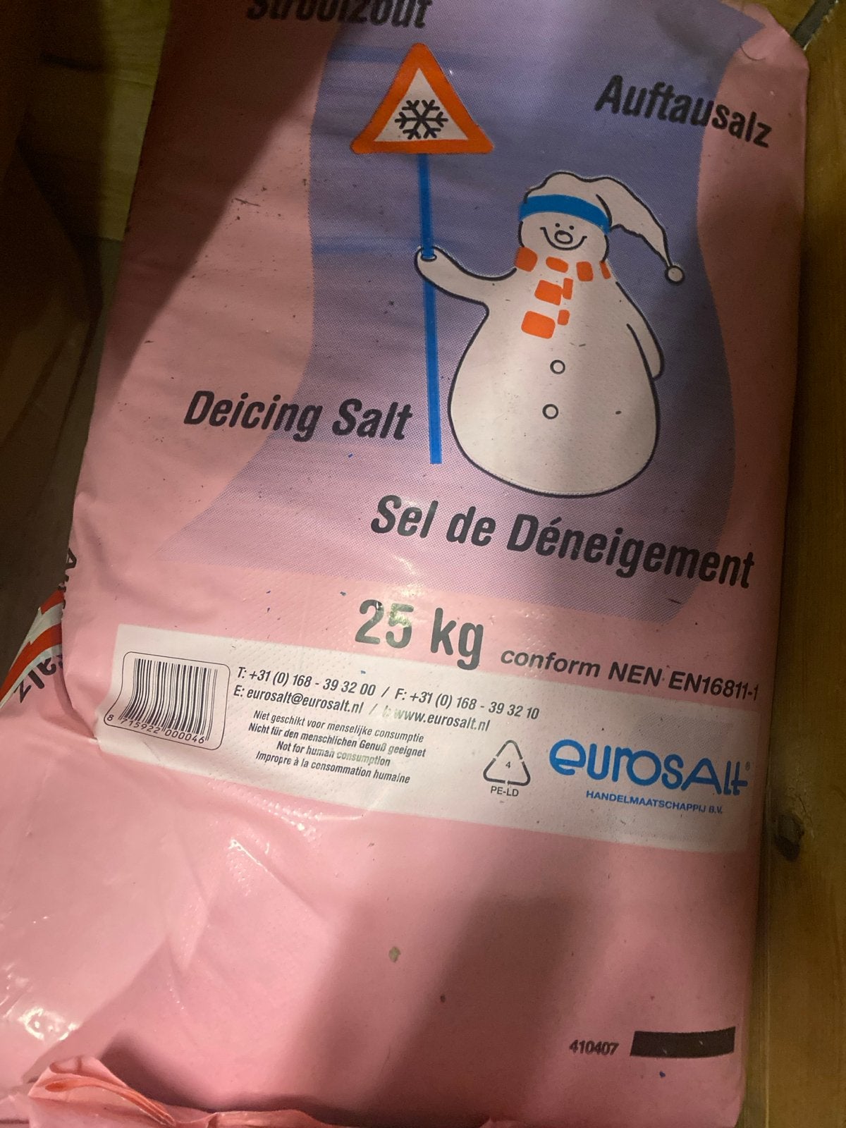 4 zakken strooizout 25 kg - Eurosalt, Ophalen, Nieuw