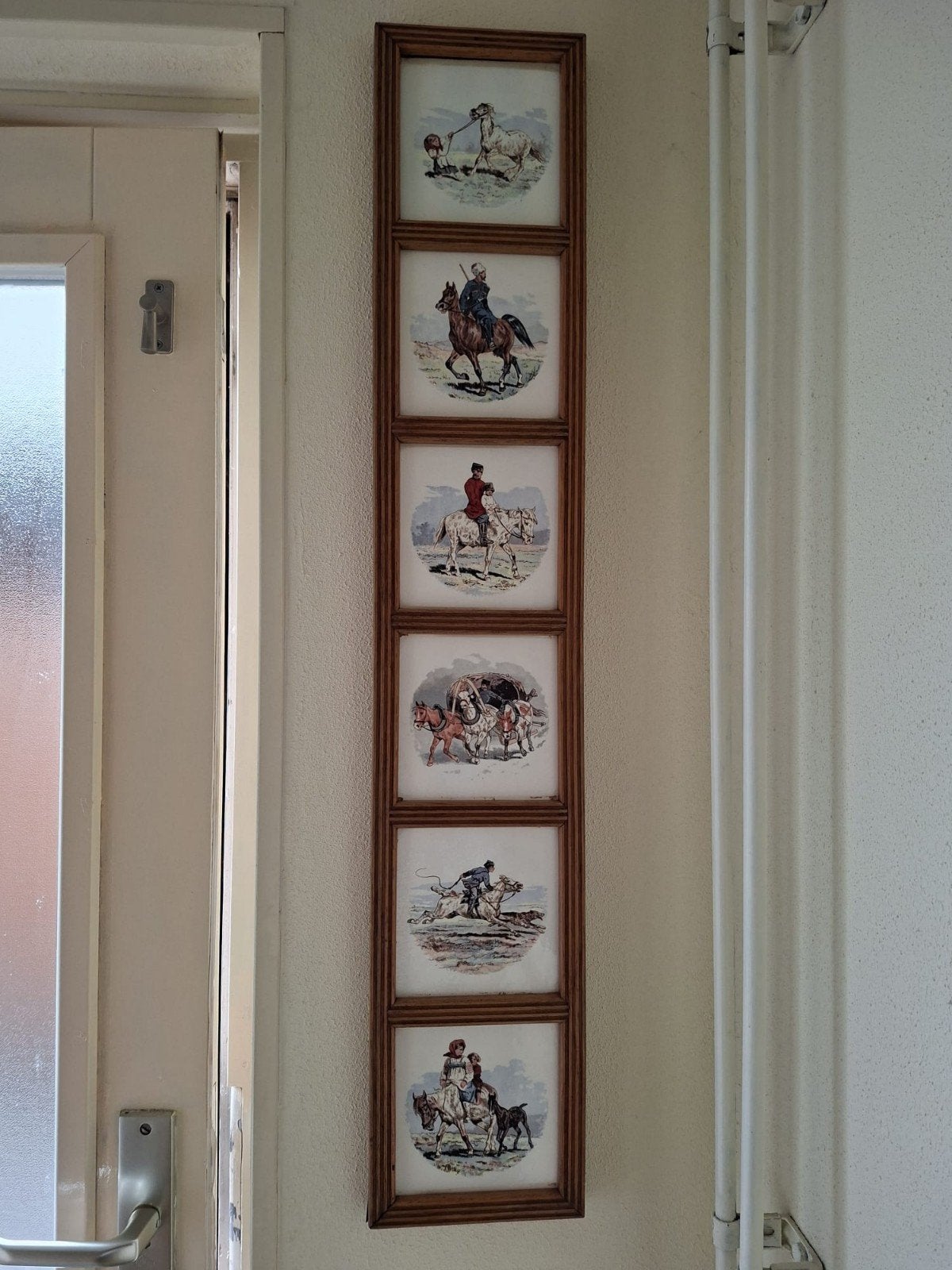 Tableau/paneel met 6 afbeeldingen van paarden., Ophalen of Verzenden