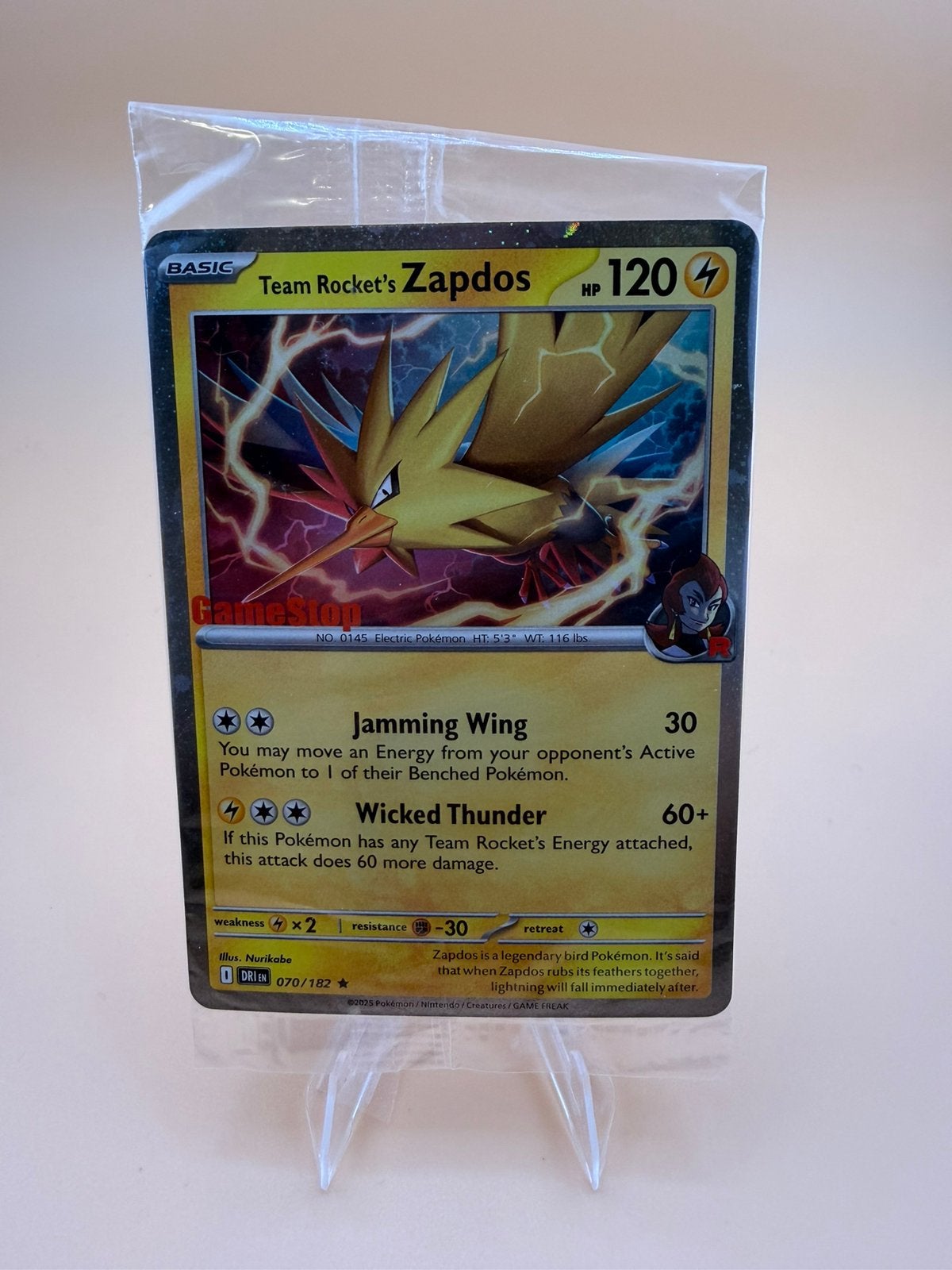 Team Rocket's Zapdos DRI 070 Gamestop Sealed, Ophalen of Verzenden, Nieuw, Losse kaart