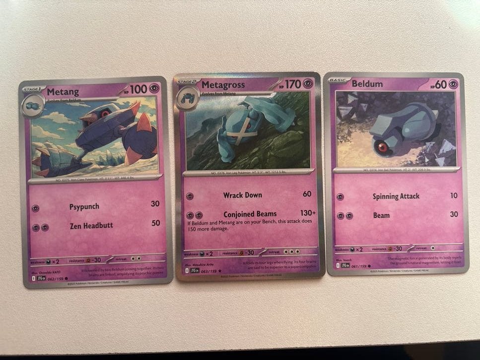 Journey Together: Beldum, Metang, Metagross Evolutie Lijn, Ophalen of Verzenden, Gebruikt, Meerdere kaarten
