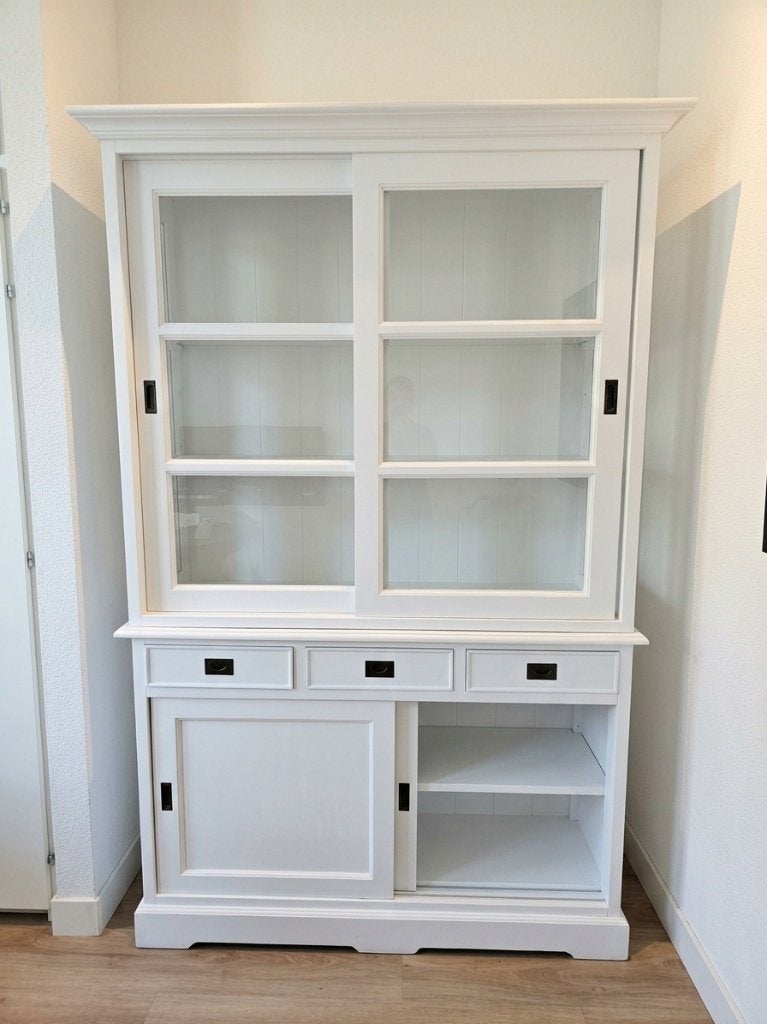 Versatile Two-Piece White Cabinet Set – Bookcase or Buffet, Gebruikt, 200 cm of meer, Eikenhout, Ophalen of Verzenden