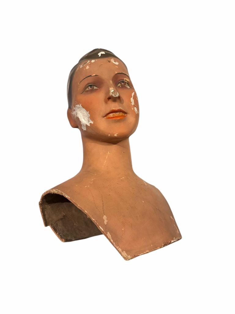 Antiek Papier Maché Mannequin Hoofd (1920s/1930s), Antiek en Kunst, Antiek | Woonaccessoires, Ophalen of Verzenden