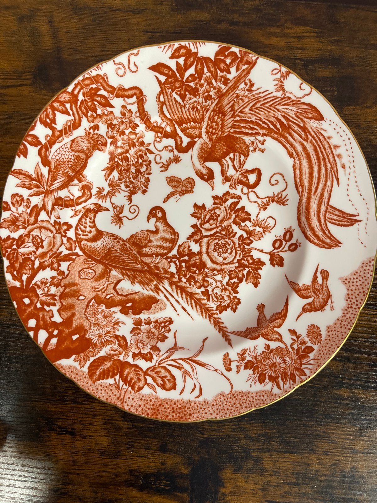 Royal Crown Derby "Red Aves" bord - Vintage porselein, Ophalen of Verzenden