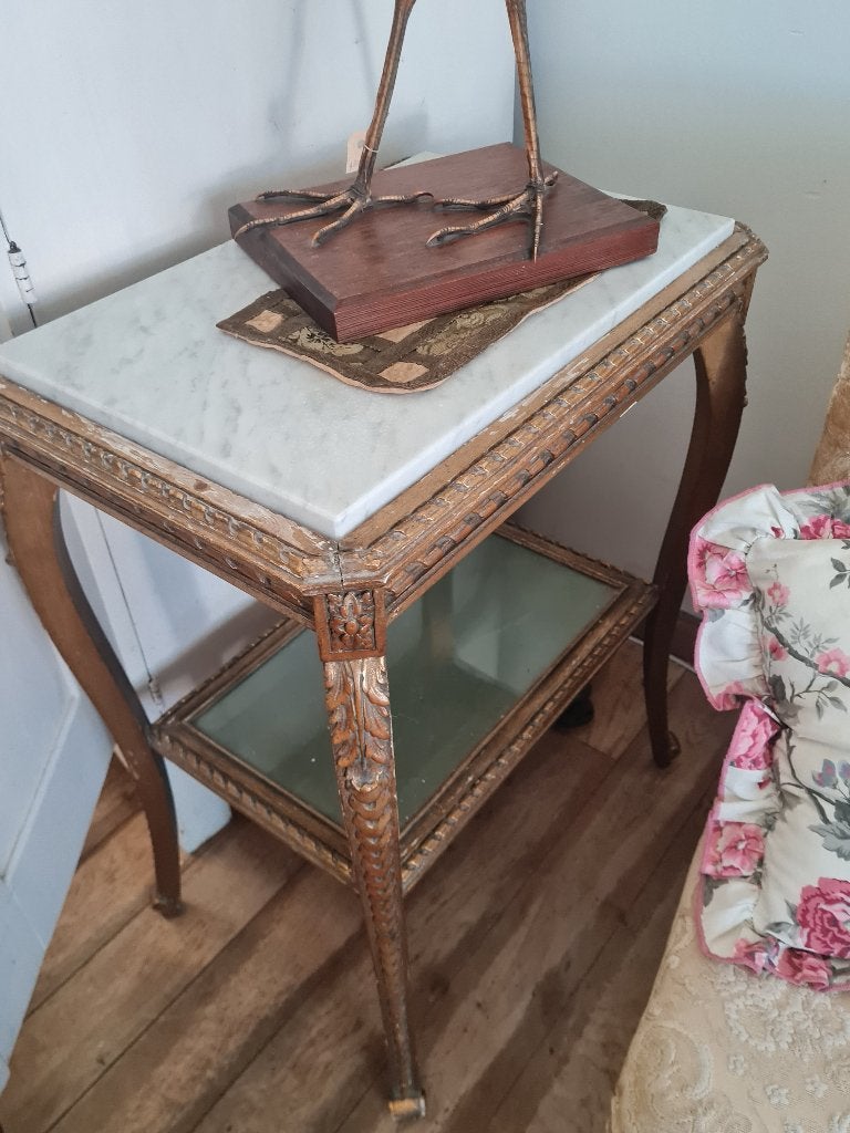 Antiek barok bijzettafeltje met marmeren blad, Ophalen, Heikant 21 Kaatsheuvel, Barok brocante antiek klassiek romantisch boudoir