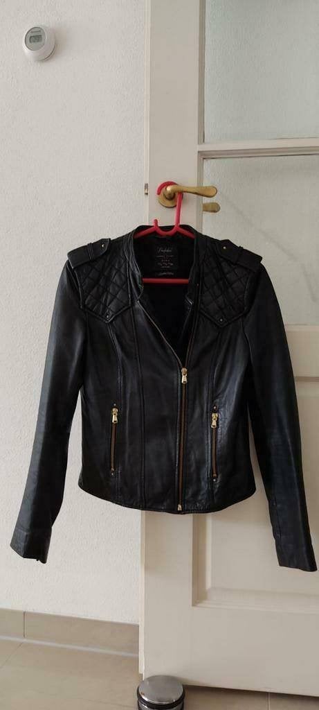 Zwarte leren jas van ZARA maat S, Kleding | Dames, Ophalen of Verzenden, Zo goed als nieuw, Maat 36 (S), Zara