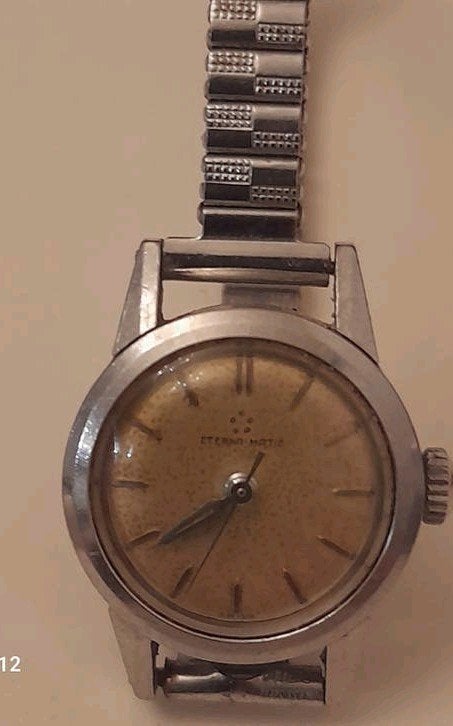 Vintage Eterna Matic mechanisch dameshorloge, Ophalen of Verzenden, Gebruikt, Leer, Overige merken