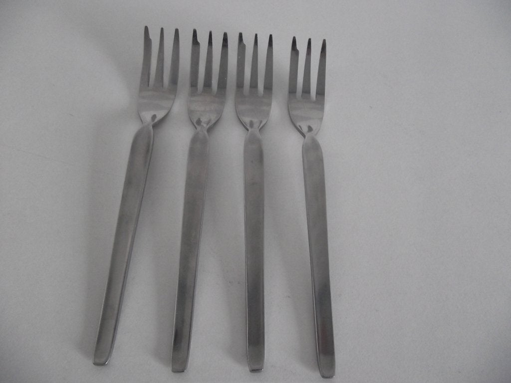 4 vintage RVS taartvorkjes 12 cm Carré France 1960 per stuk, Ophalen of Verzenden