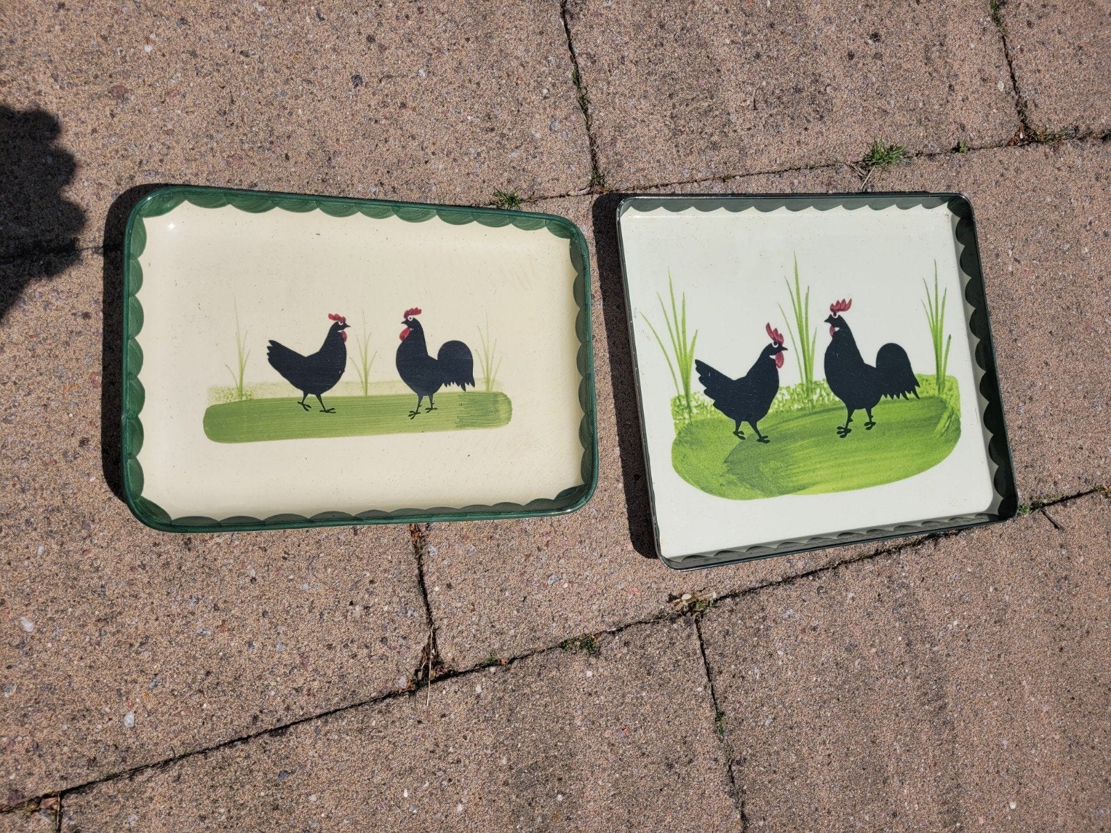 Vintage dienblad met kip en haan Zell, Ophalen of Verzenden