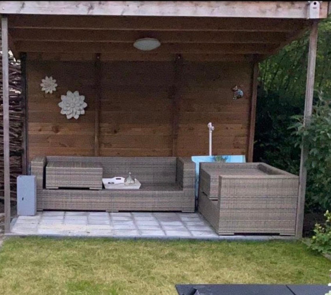 Houten overkapping met golfplaten en regenpijp, Tuin en Terras, Ophalen, Gebruikt, Overige typen