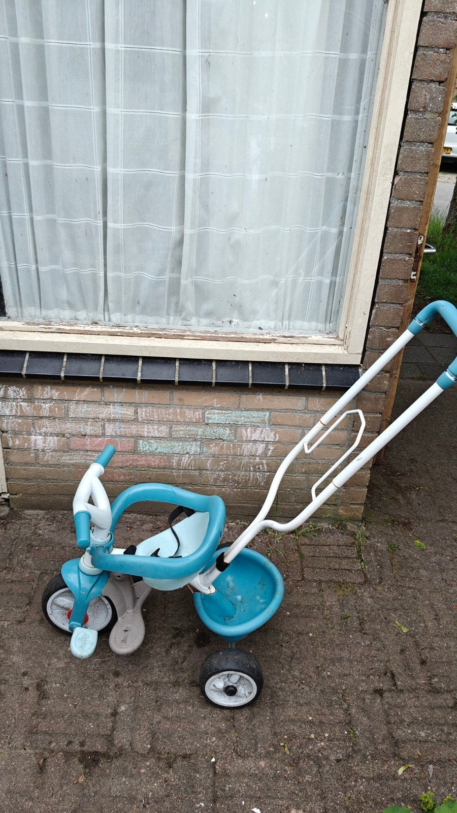 Smoby driewieler met duwstang - Blauw, Ophalen, Gebruikt, Overige typen