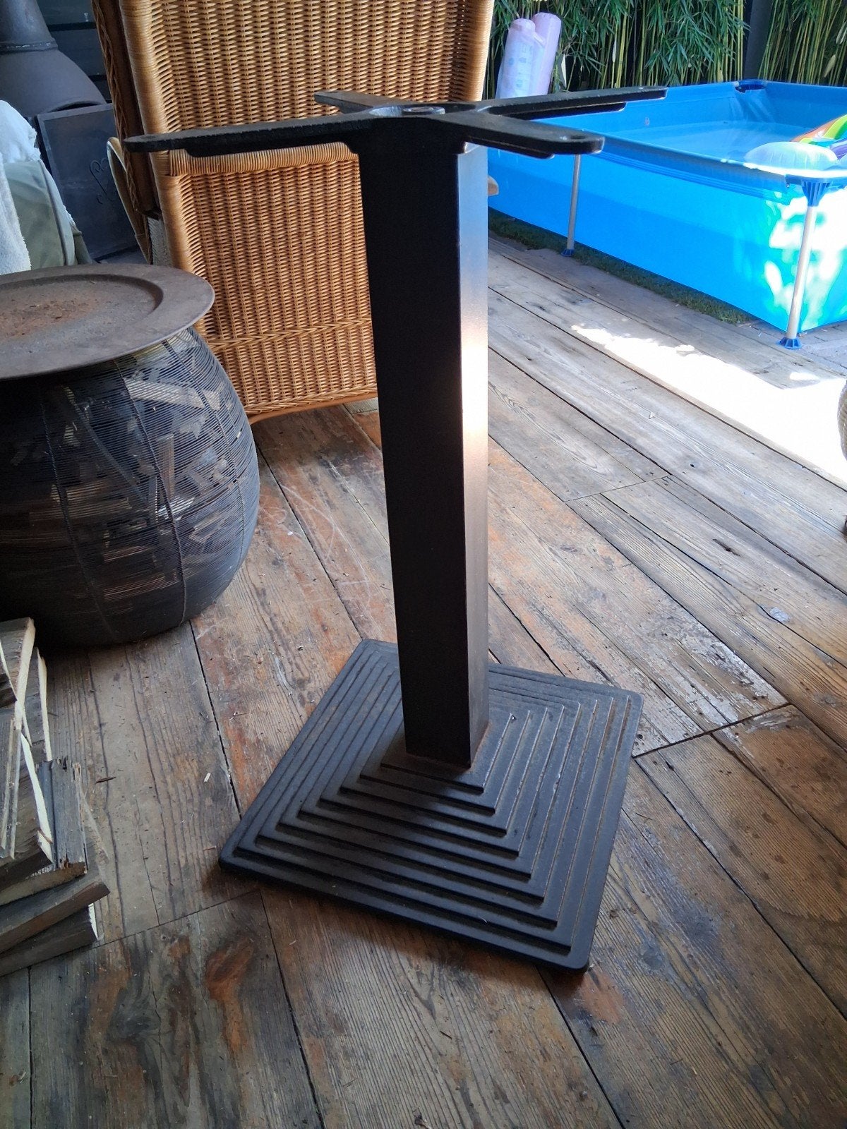 Bistro tafelpoot zwart ijzer, Ophalen, Minder dan 50 cm, Gebruikt, Vierkant