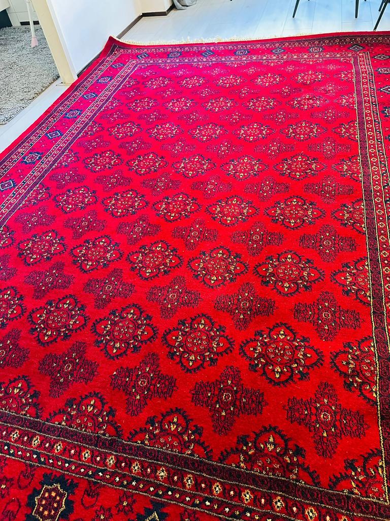 Prachtig Turks tapijt - Rood met traditionele patronen, Ophalen, Zo goed als nieuw, 200 cm of meer, Rechthoekig