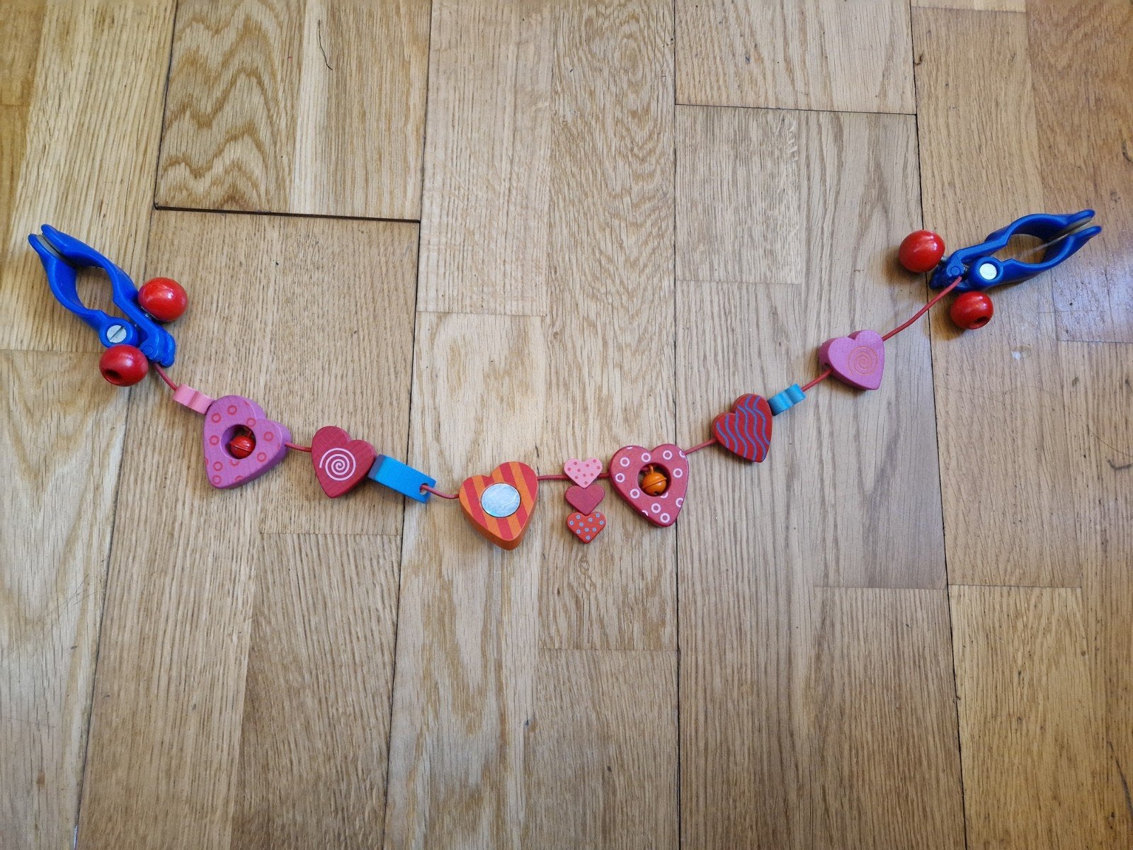Houten Wagenspanner Roze Hartjes, Sieraden, Tassen en Uiterlijk, Kindersieraden, Ophalen, Roze