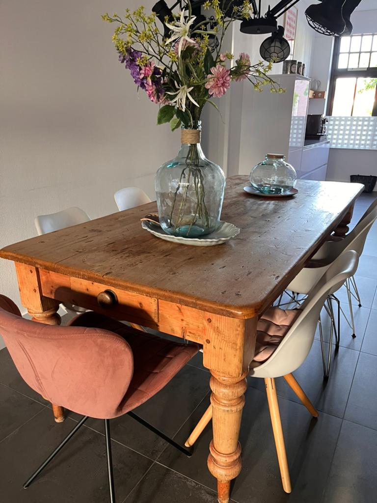 Antieke eettafel, Ophalen, Gebruikt, 200 cm of meer, 50 tot 100 cm
