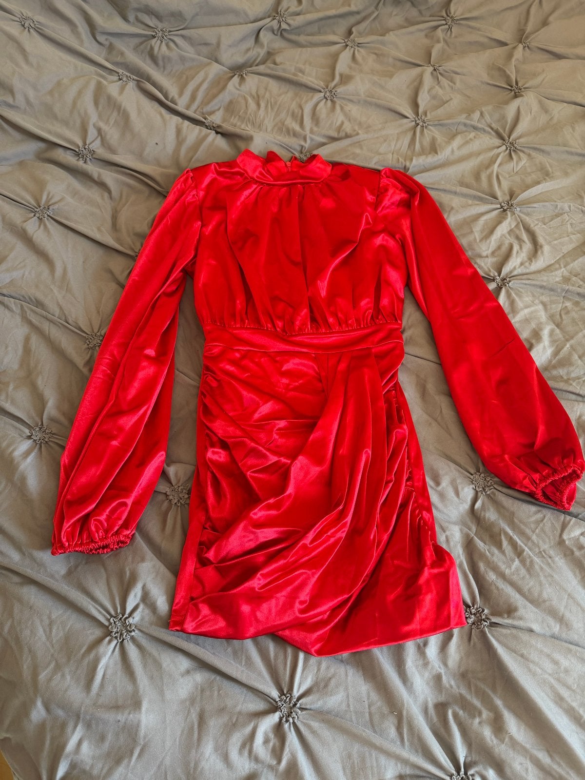 Rode fluwelen jurk met lange mouwen, Kleding | Dames, Jurken, Zo goed als nieuw, Boven de knie, Rood, Ophalen