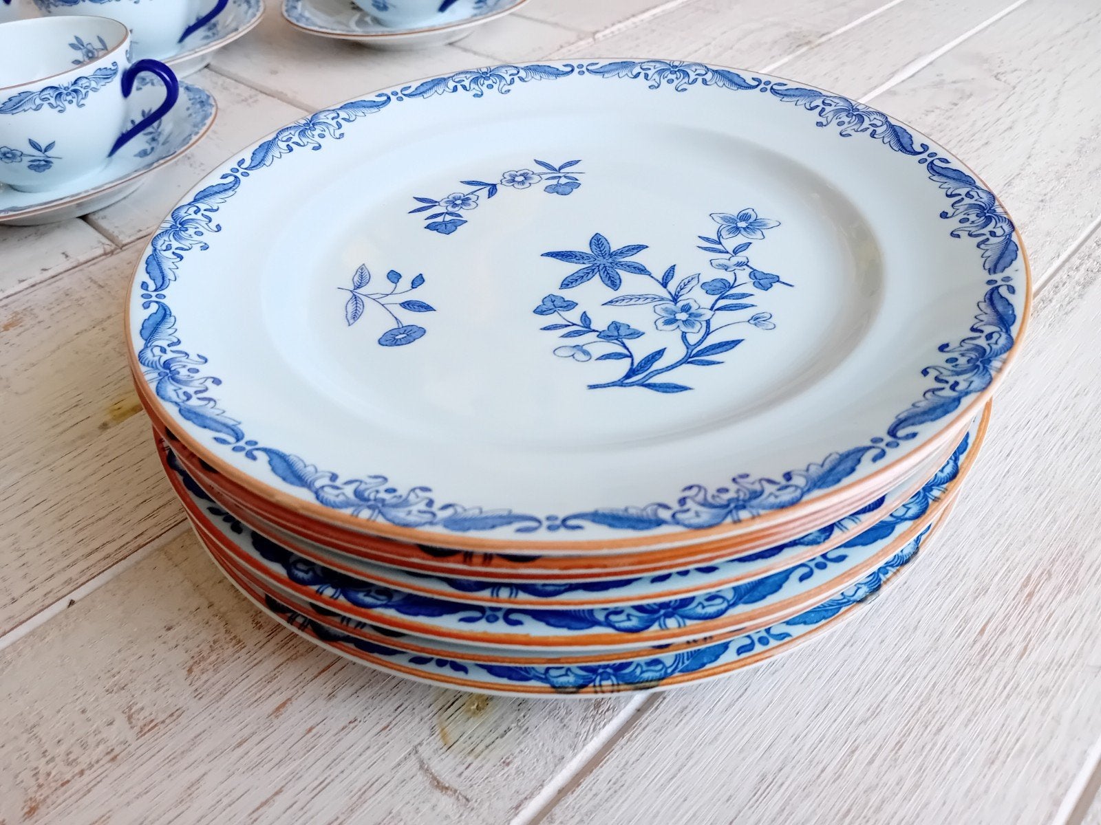 7 dinerborden 24,5 Rorstrand Ostindia East Indies puntgaaf, Ophalen of Verzenden, Zo goed als nieuw, Bord(en), Overige stijlen