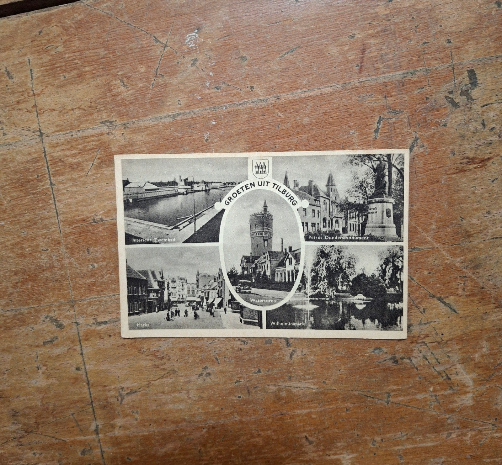 Oude Ansichtkaart Groeten uit Tilburg, Verzamelen, Ophalen of Verzenden, 1920 tot 1940, Ongelopen, Noord-Brabant