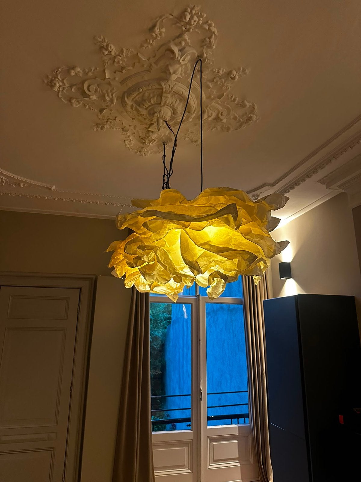Set van 2 papieren hanglampen - organische vorm, Ophalen, Zo goed als nieuw, Overige materialen, Overige fittingen